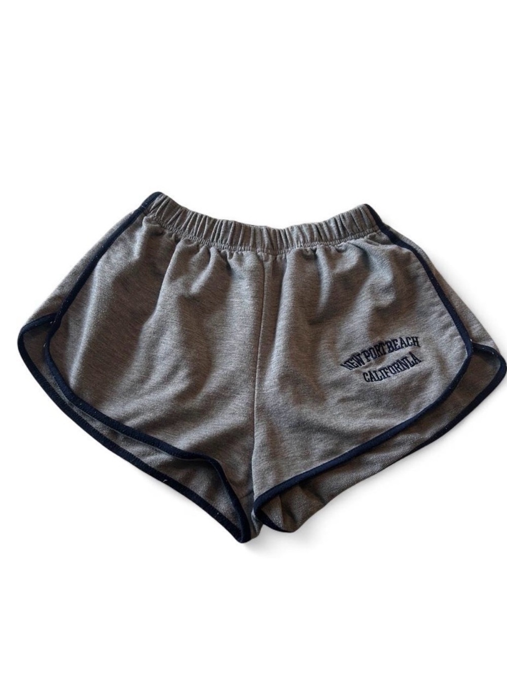 ROMWE embroidered Grey sweatShorts with Navy Trim
